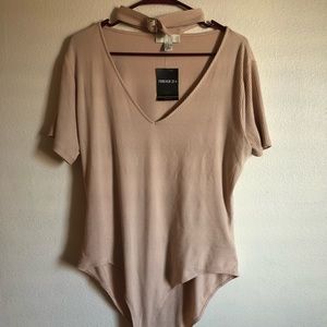 Forever 21 cream body suit with choker
